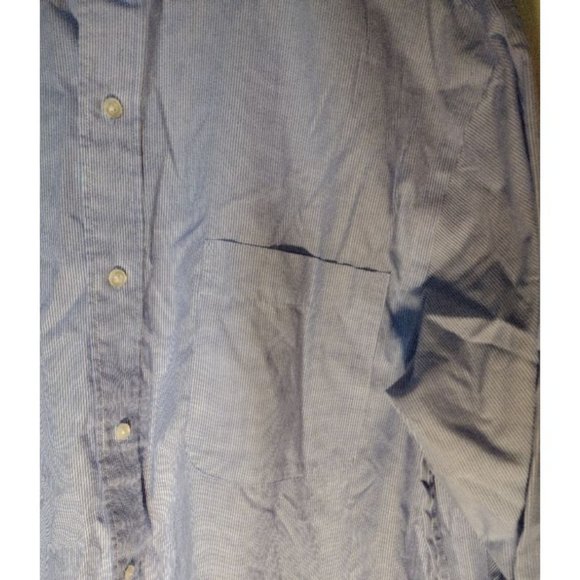 Mens Medium 16 32-33 Blue & White Pinstripe Tommy Hilfiger Long Sleeve Dress Shi - Picture 3 of 8